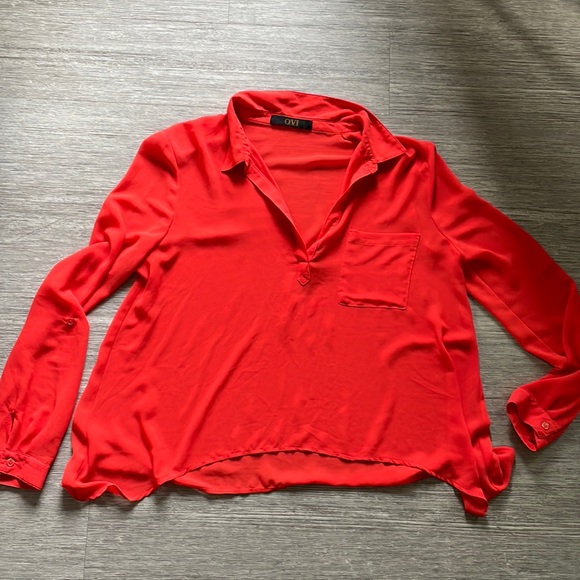 Red Sheer party blouse - Picture 1 of 9